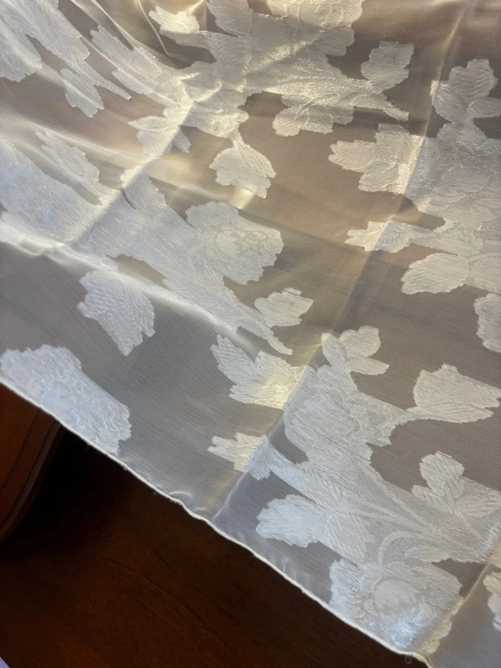 Cejon White Sheer Floral Embroidered Scarf Shawl Wrap